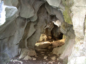 Site No.7 - Tom Croft Cave showing calcite crystallised out on limestone by heat
